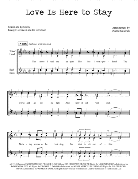 Love Is Here To Stay from GOLDWYN FOLLIES from AN AMERICAN IN PARIS (arr. Dianne Goldrick)