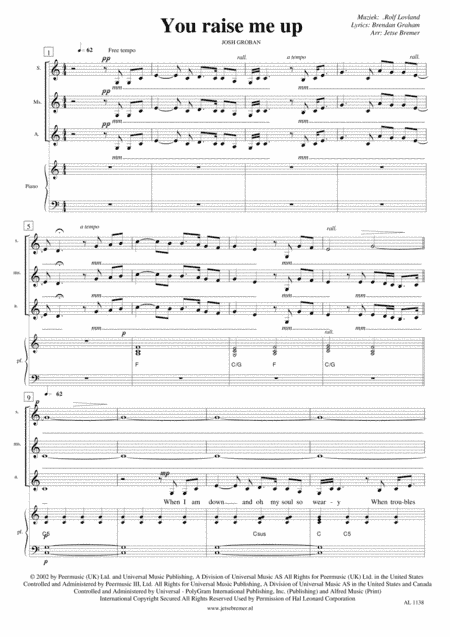 You Raise Me Up (arr. Jetse Bremer)