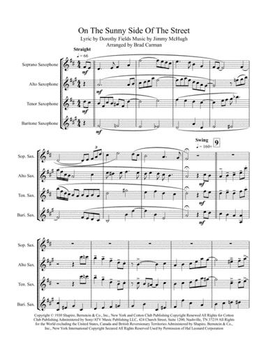 On The Sunny Side Of The Street (arr. Brad Carman)