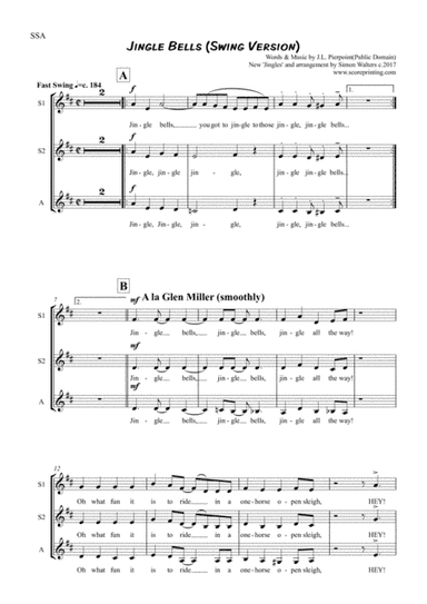 Jingle Bells Swing Version  SSA (arr. Simon Walters)