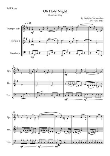 Oh Holly Night (Christmas Song) for Brass Trio (arr. Fabio Britto)