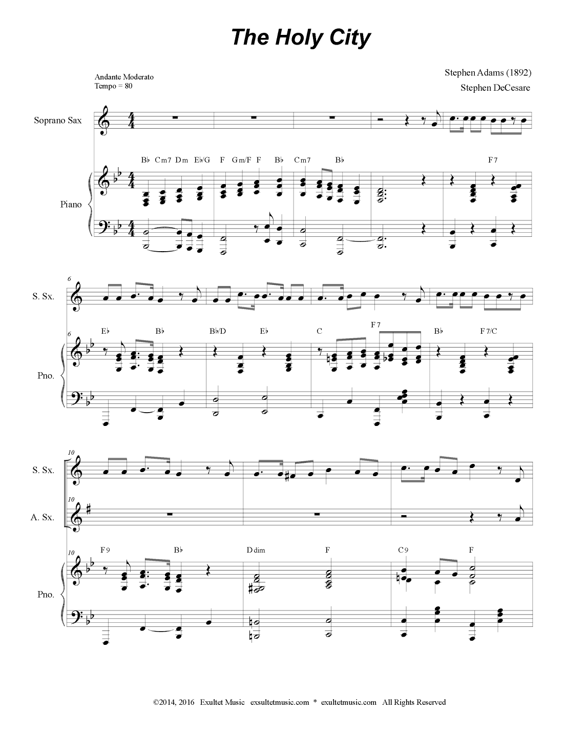 The Holy City (Duet for Soprano and Alto Saxophone) (arr. Stephen DeCesare)
