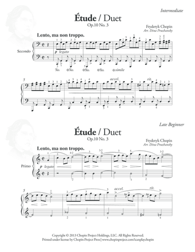 Duet: Etude Op. 10 No. 3 (arr. Dina Pruzhansky)