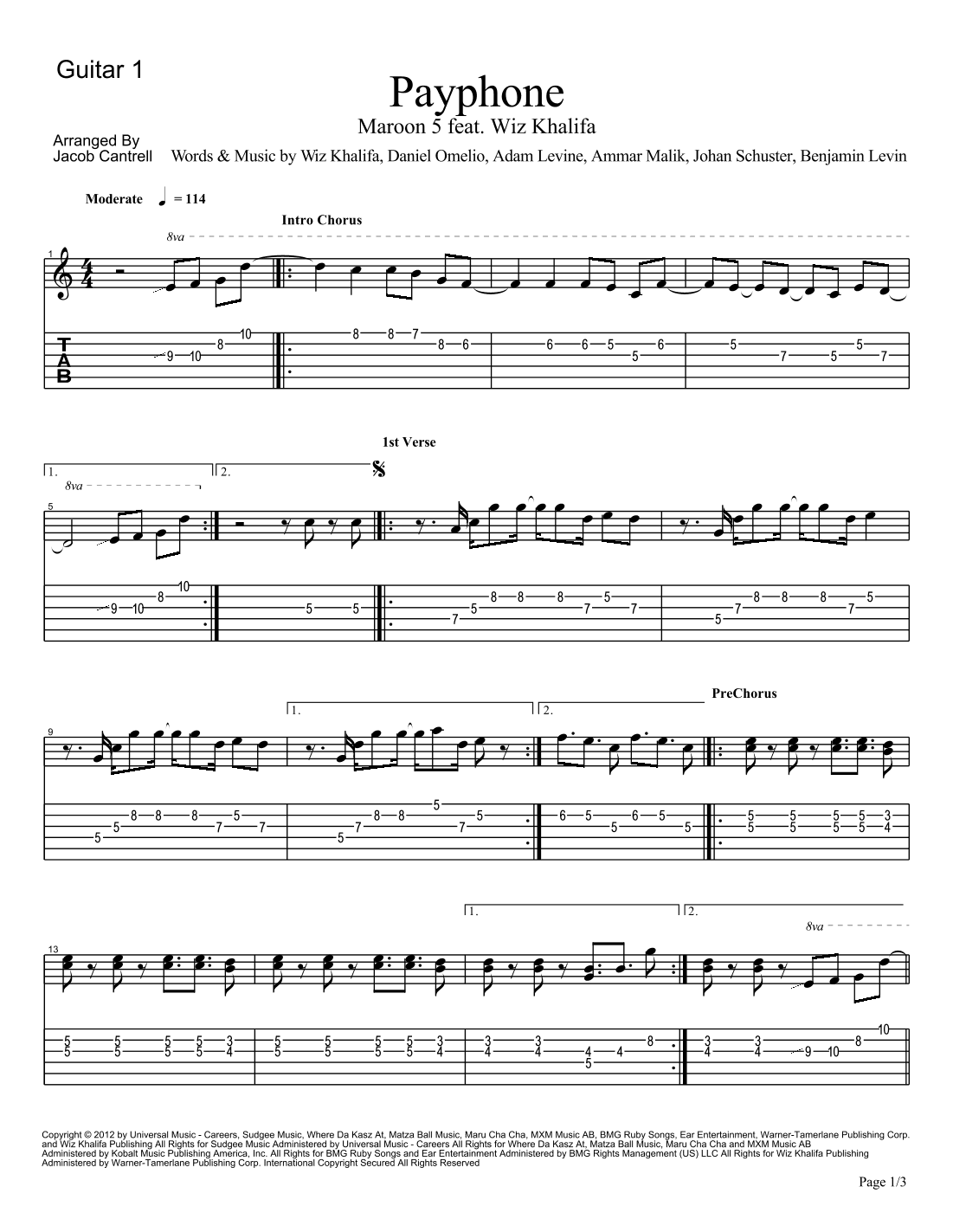 Payphone (arr. Jake Cantrell)