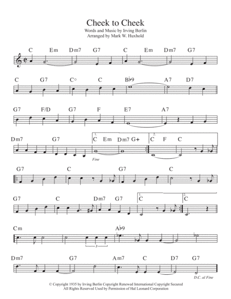 Cheek To Cheek (arr. Mark W. Huxhold)