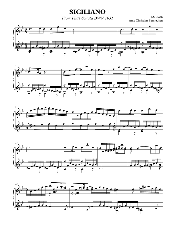 Bach - Siciliano (arr. Christian Bennedsen)