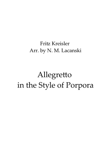 Allegretto in the Style of Porpora (arr. Nick Lacanski)