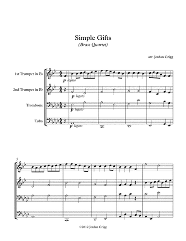 Simple Gifts (Brass Quartet) (arr. Jordan Grigg)