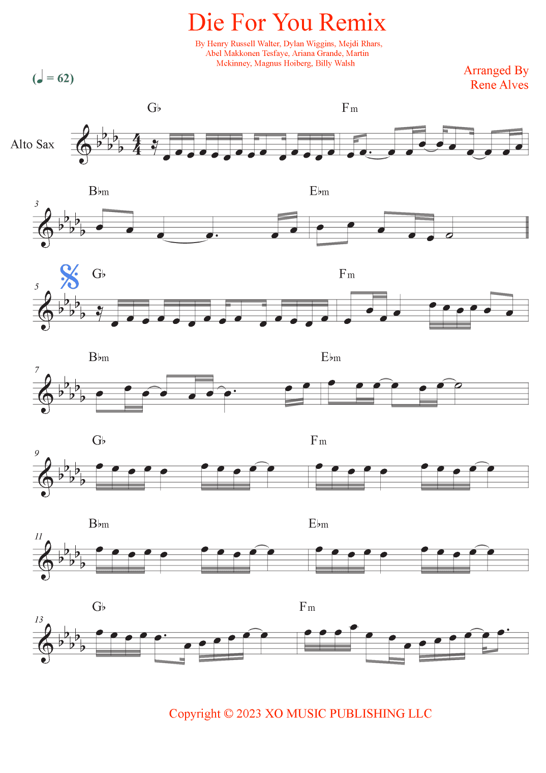 Die For You Remix (arr. Rene Alves)