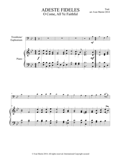 ADESTE FIDELES - O COME, ALL YE FAITHFUL - for Trombone or Euphonium and Piano (arr. Ivan Marini)