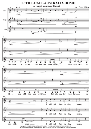I Still Call Australia Home (arr. Andrew Emmet)