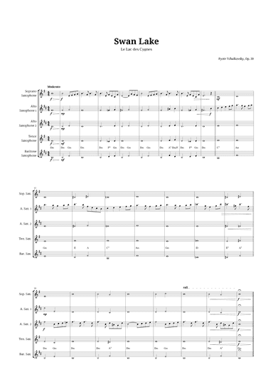 Swan Lake by Tchaikovsky for Sax Quintet (arr. Langanho)