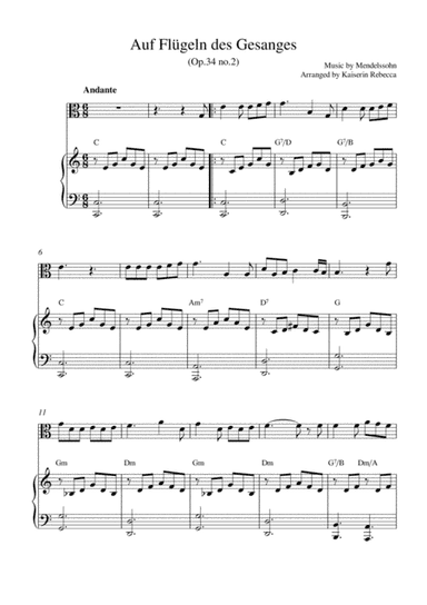 Auf Flügeln des Gesanges (On Wings of Song, Op.34 no.2) (arr. Kaiserin Rebecca)