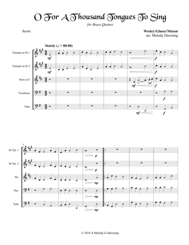 O For A Thousand Tongues To Sing (Brass Quintet) (arr. Melody Dawning)