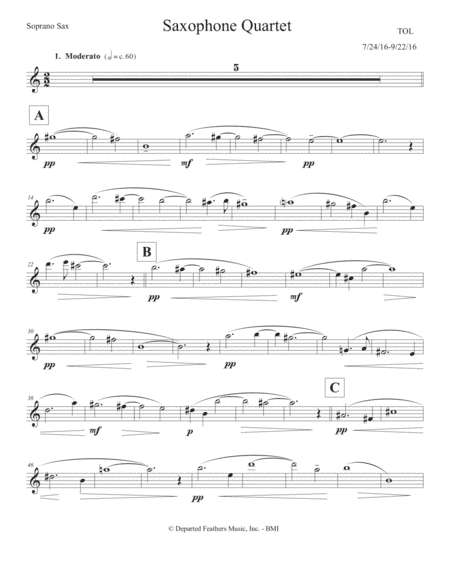 Saxophone Quartet (2016) soprano part