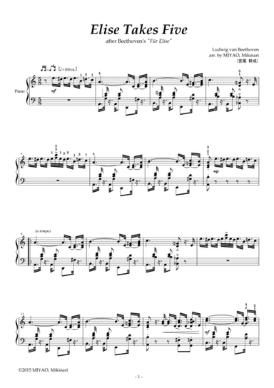 Elise Takes Five ("For Elise" arranged in style of "Take Five") [piano solo] (arr. MIYAO, Mikinari)