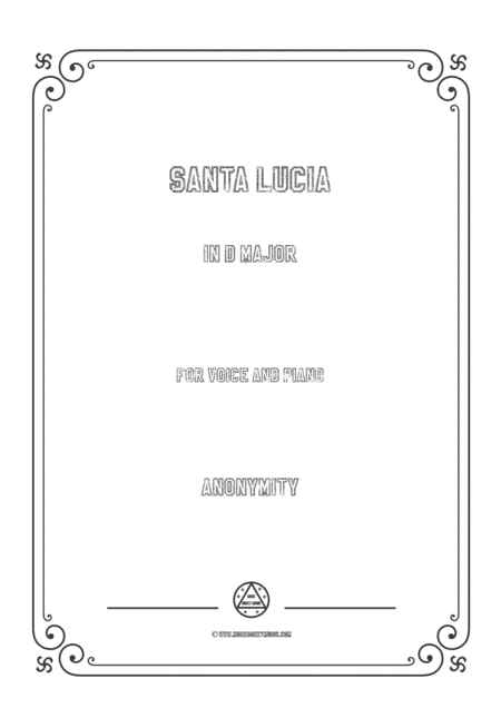 Louis-Santa Lucia in D Major,for Voice and Piano (arr. MSM)