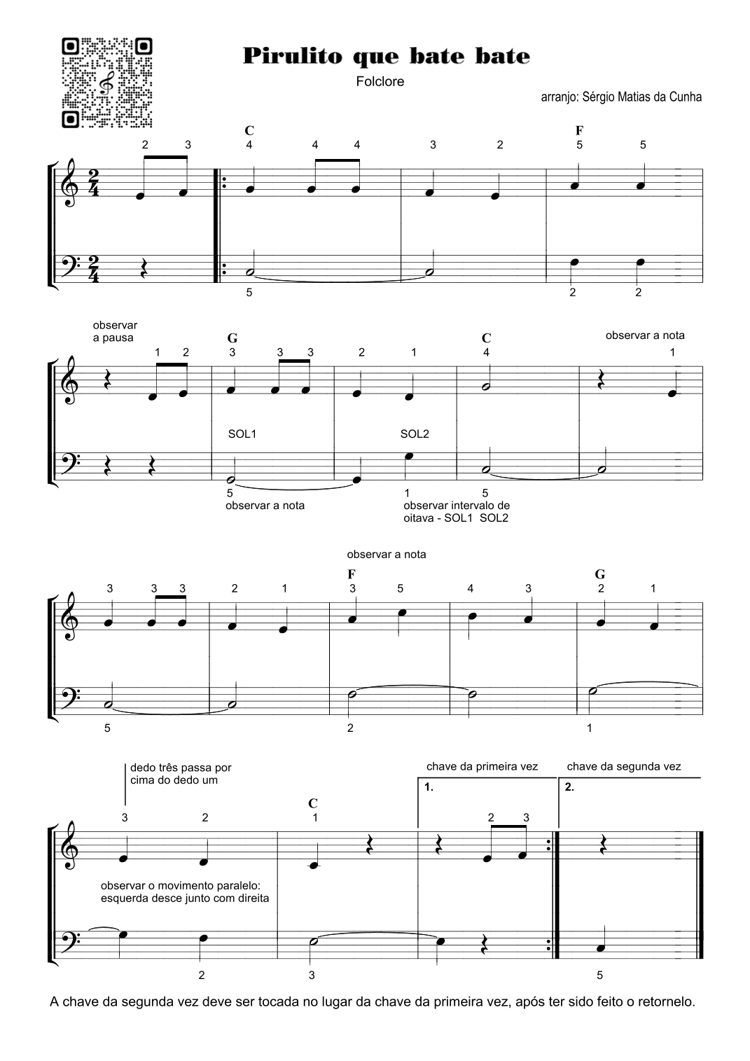 Pirulito que bate bate - Fase1 (arr. Sérgio Matias da Cunha)