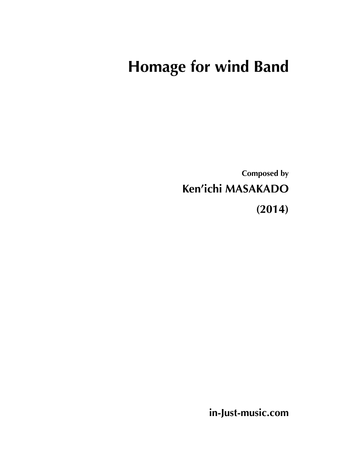 Homage for Wind Band - Score only