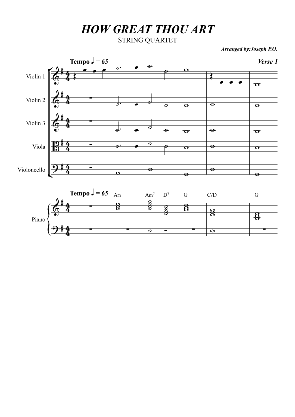 How Great Thou Art String Quartet (arr. Joseph Ondong)