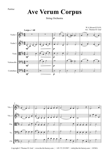 Ave Verum Corpus - W.A. Mozart - String Orchestra (arr. Thomas H. Graf)