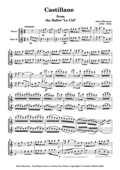 Jules Massenet Le Cid Ballet Suite No. 1 1885 "Castillane" Spanish Dance Two Flutes. Woodwind Duet. (arr. Glenn Martin)