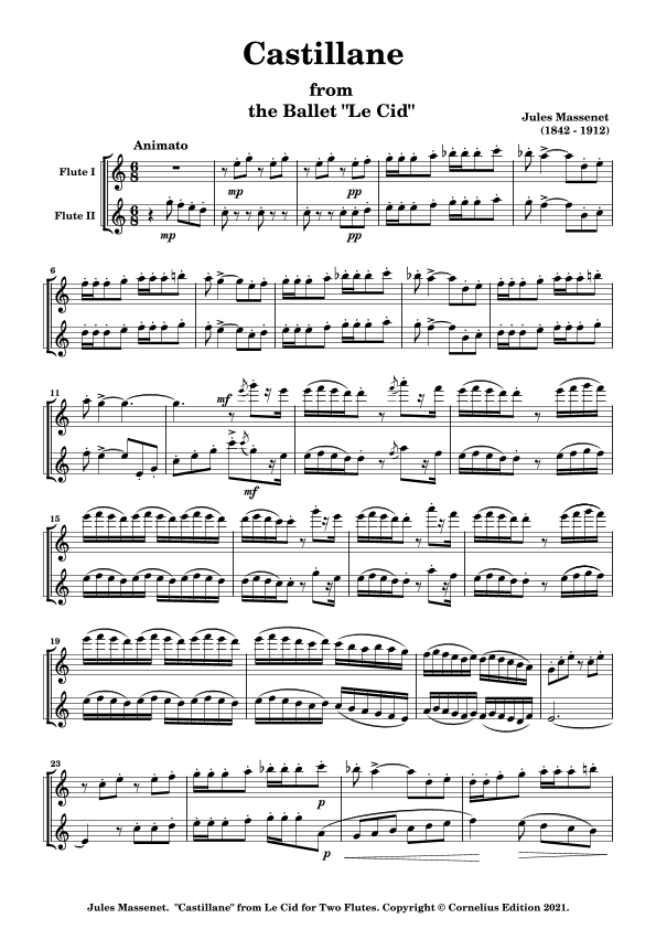 Jules Massenet Le Cid Ballet Suite No. 1 1885 "Castillane" Spanish Dance Two Flutes. Woodwind Duet. (arr. Glenn Martin)