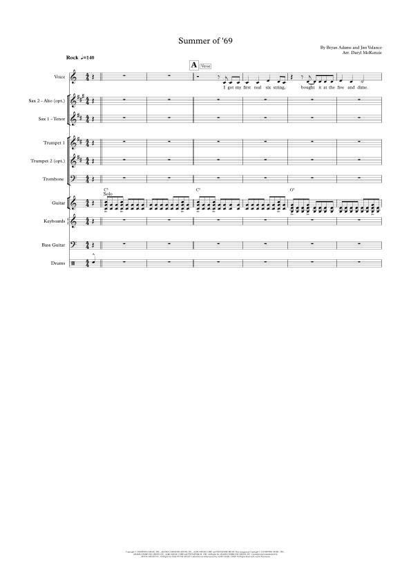 Summer Of '69 (arr. Daryl McKenzie)