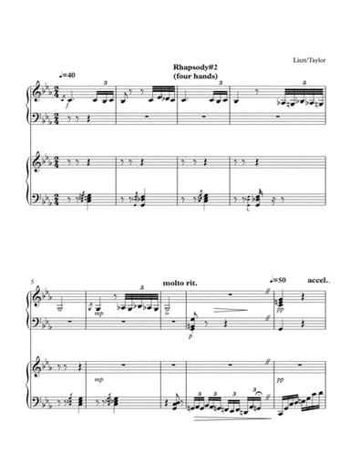 Hungarian Rhapsody #2 for piano four hands (arr. Paul Taylor)