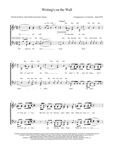 Writing's On The Wall from the film SPECTRE (arr. Liz Garnett)
