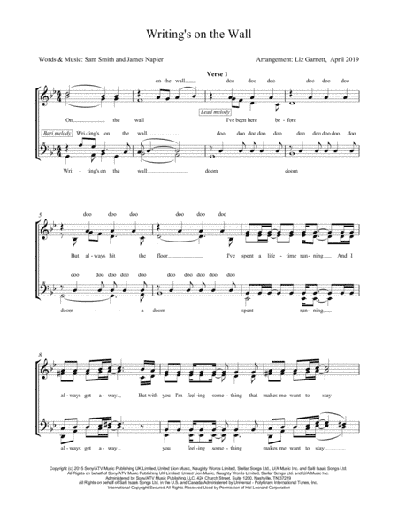 Writing's On The Wall from the film SPECTRE (arr. Liz Garnett)