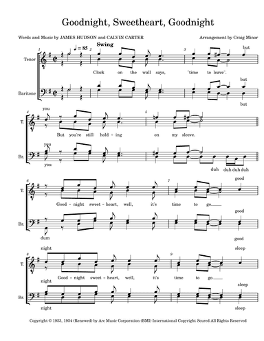 Goodnight, Sweetheart, Goodnight (goodnight, It's Time To Go) (arr. Craig Minor)