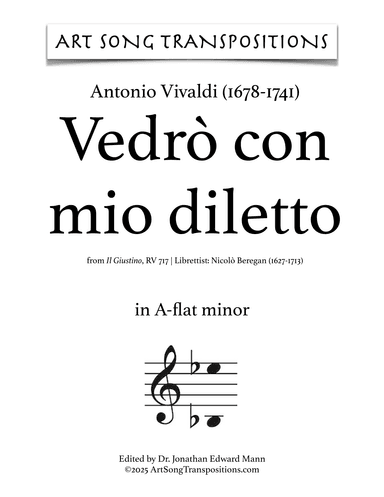 VIVALDI: Vedrò con mio diletto (transposed to A minor, bass clef) (arr. ArtSongTranspositions.com)