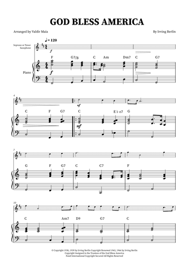 God Bless America ® (arr. Valdir Maia)