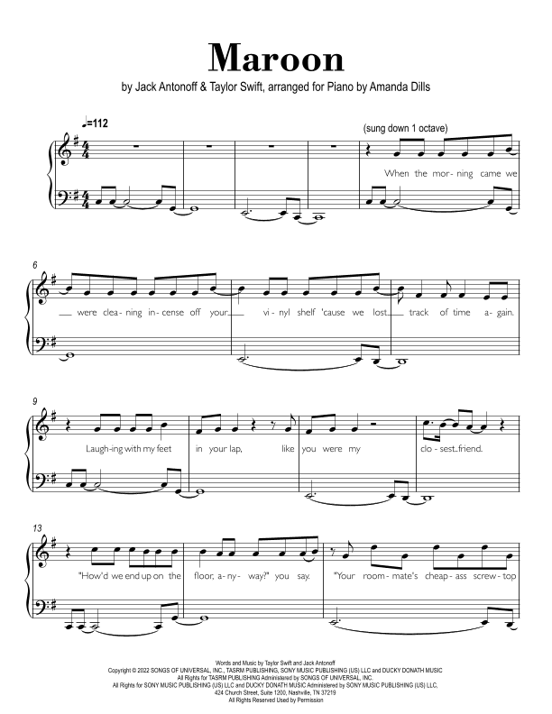 Maroon (arr. Amanda Dills)