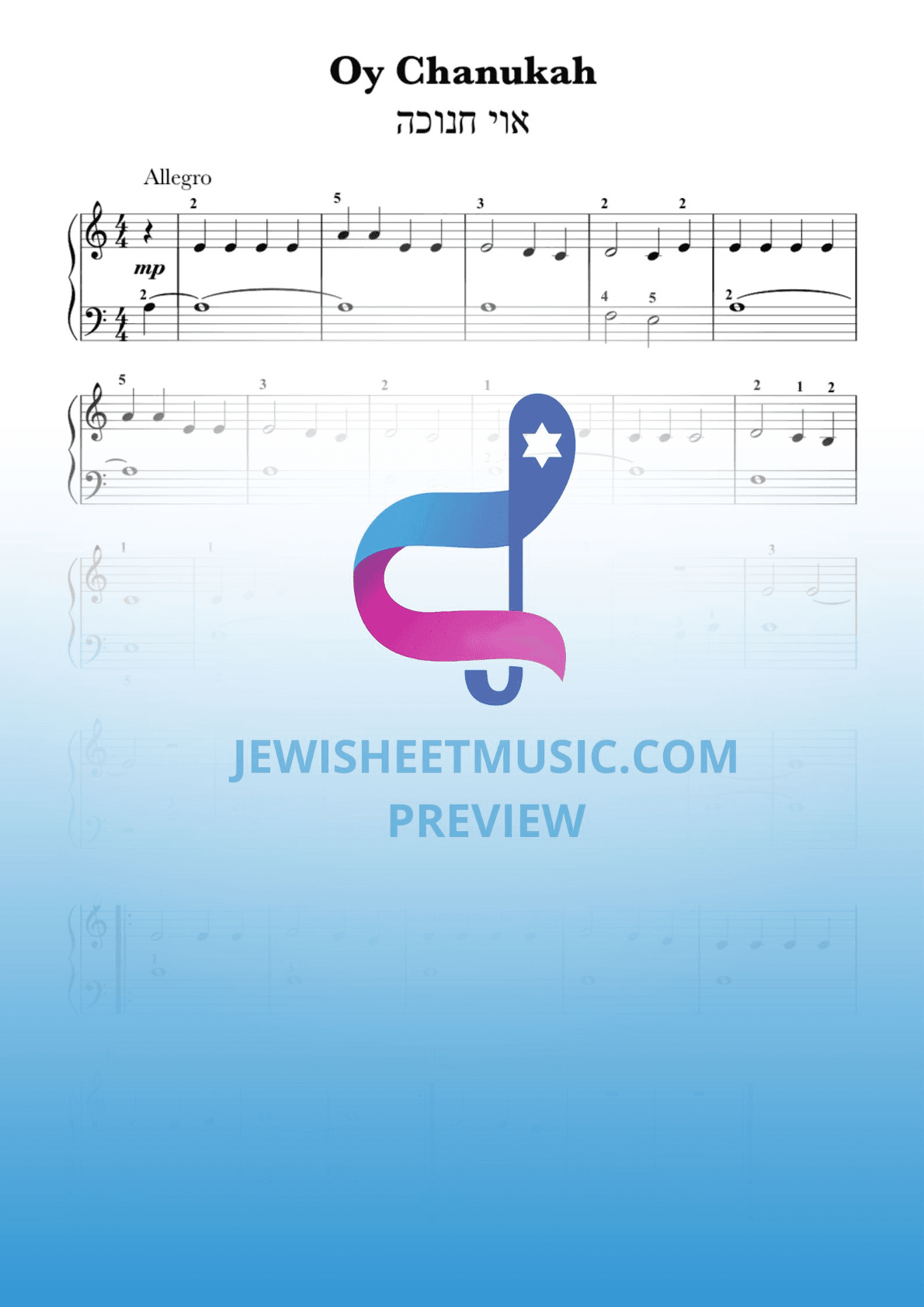 Oy Chanukah. Easy piano for beginners. (arr. R. Sloboder)