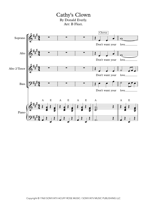 Cathy's Clown (arr. B. Fleet)