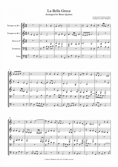 La Bella Grece arranged for Brass Quintet (arr. Andrew Middleton)