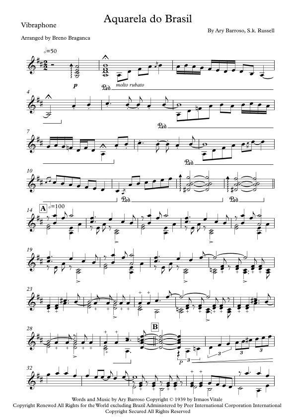 Aquarela Brasileira (aquarela Do Brasil) (brasil) (arr. Breno Braganca)
