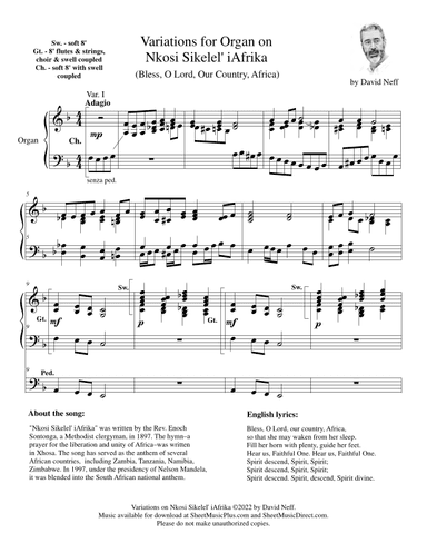 Variations for Organ on "Nkosi Sikelel' iAfrika" ("Bless, O Lord, Our Country, Africa") (arr. David Neff)