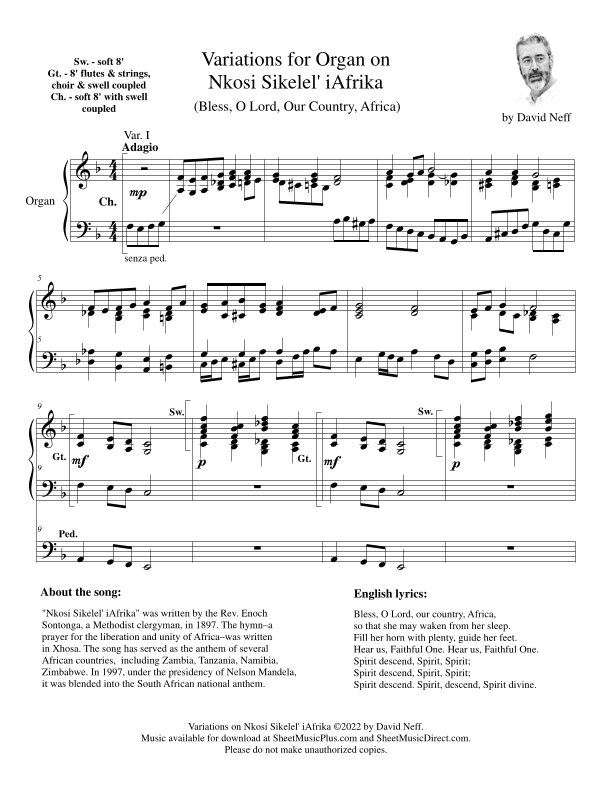 Variations for Organ on "Nkosi Sikelel' iAfrika" ("Bless, O Lord, Our Country, Africa") (arr. David Neff)