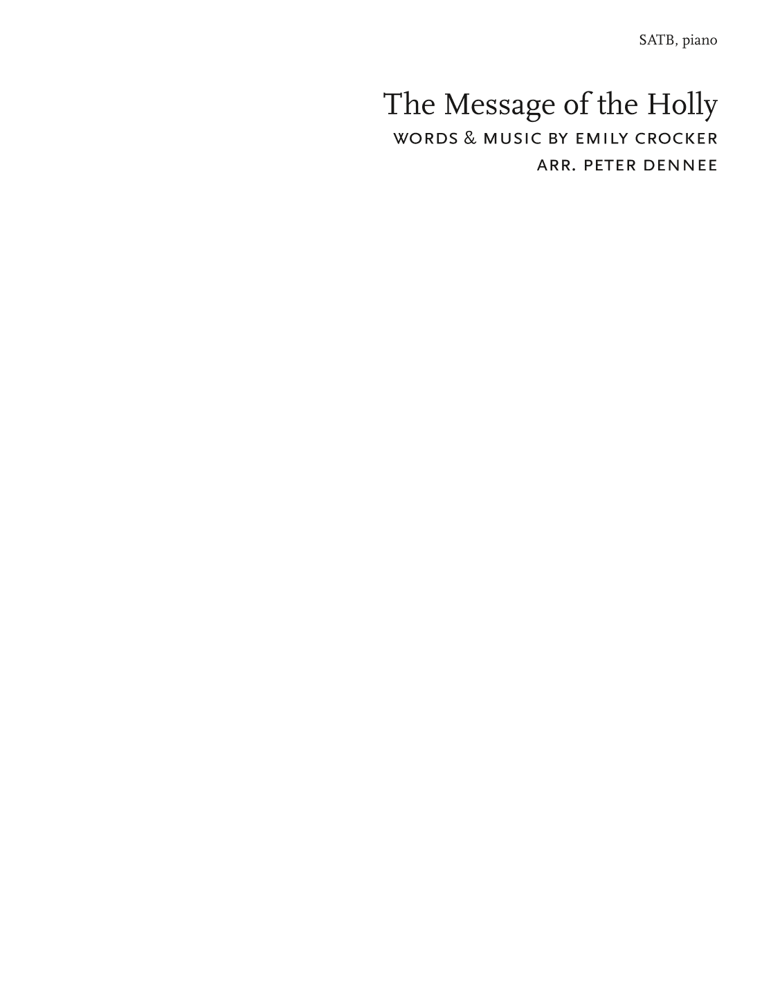 The Message Of The Holly (arr. Peter Dennee)