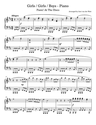 Girls/girls/boys (arr. Jani van der Watt)