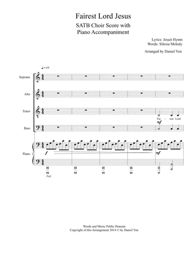 Fairest Lord Jesus for SATB Choir with Piano Accompaniment (arr. Dreamusik Music Productions)