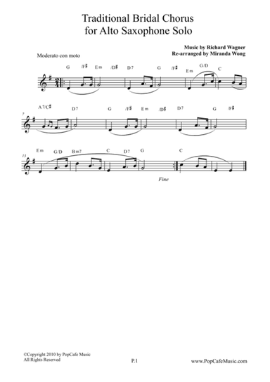 Traditional Bridal Chorus - Alto Saxophone Solo (arr. Miranda Wong)