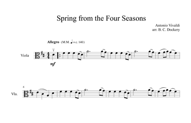 Spring from the Four Seasons (Viola Solo) (arr. B. C. Dockery)