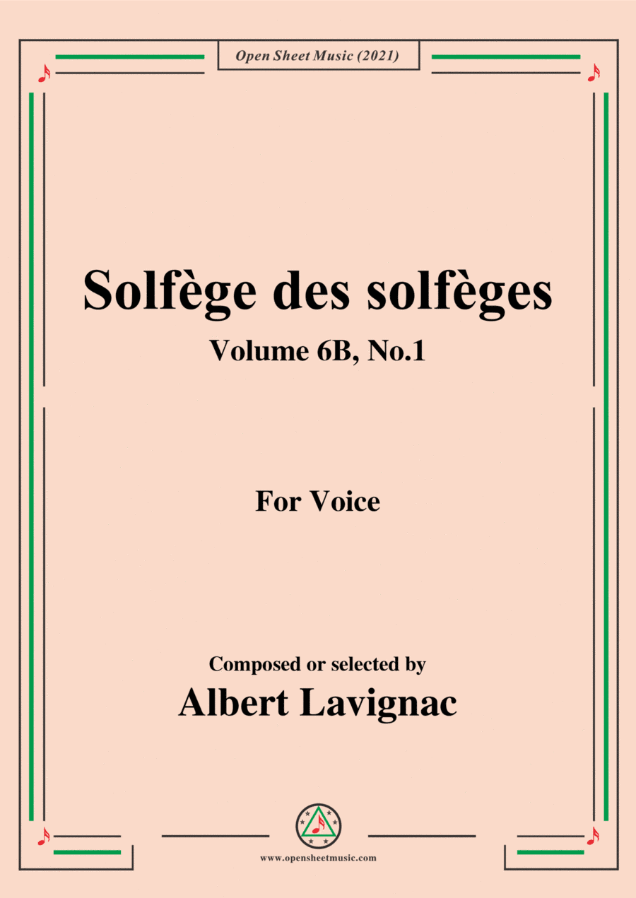 Lavignac-Solfege des solfeges,Volume 6B No.1,for Voice (arr. Open Cloud)