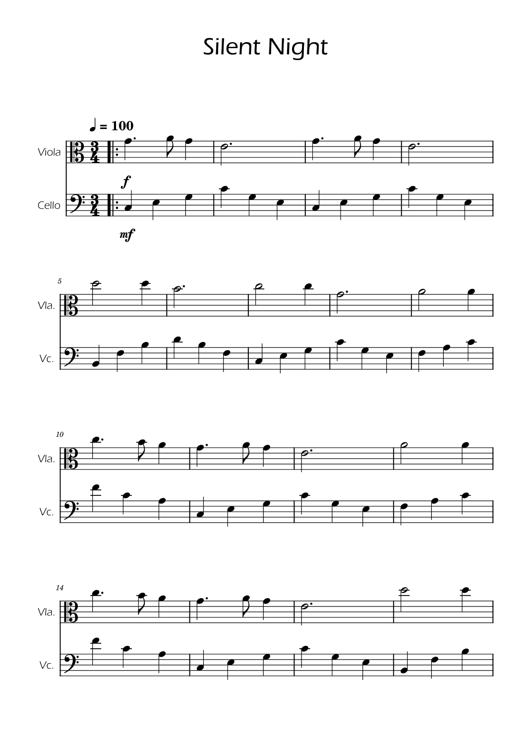 Silent Night - Viola and Cello Duet (arr. Ygor Nunes)