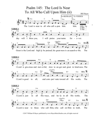 Psalm 145:  The LORD IS NEAR TO ALL WHO CALL UPON HIM (II)