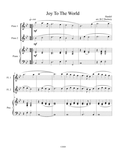 Joy to the World (flute duet) with optional piano accompaniment (arr. B C Dockery)